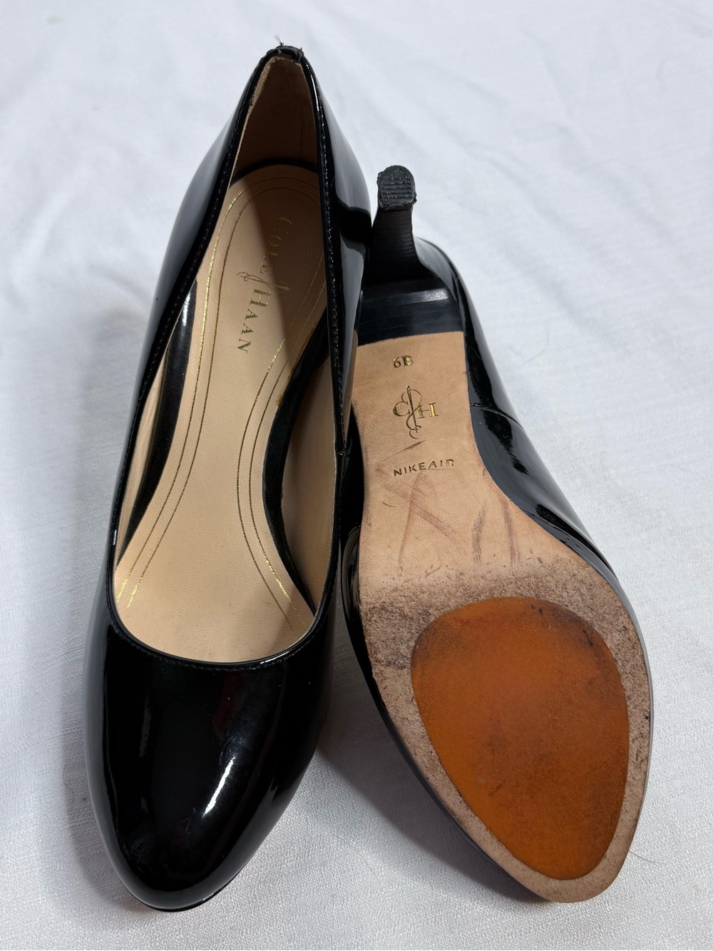 Cole Haan Nike Air Black Patent Leather Platform Pumps Heels Women’s 6B - Picture 12 of 13